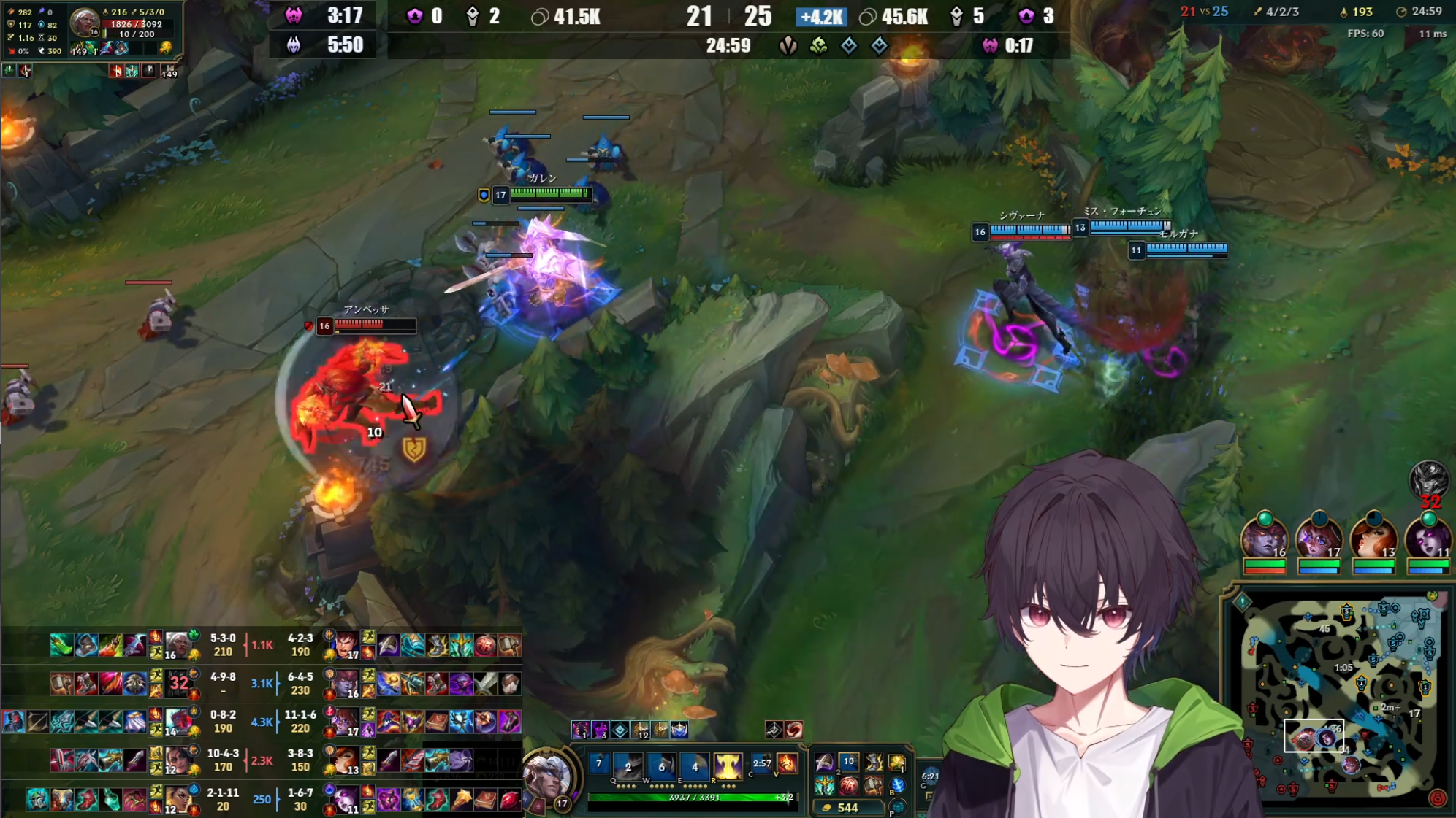 LoL Stream HUD を使用した League of Legends の配信画面例